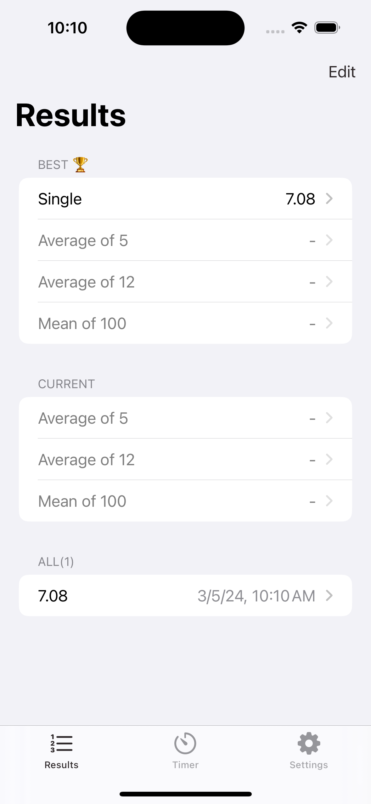 SubX Results screen