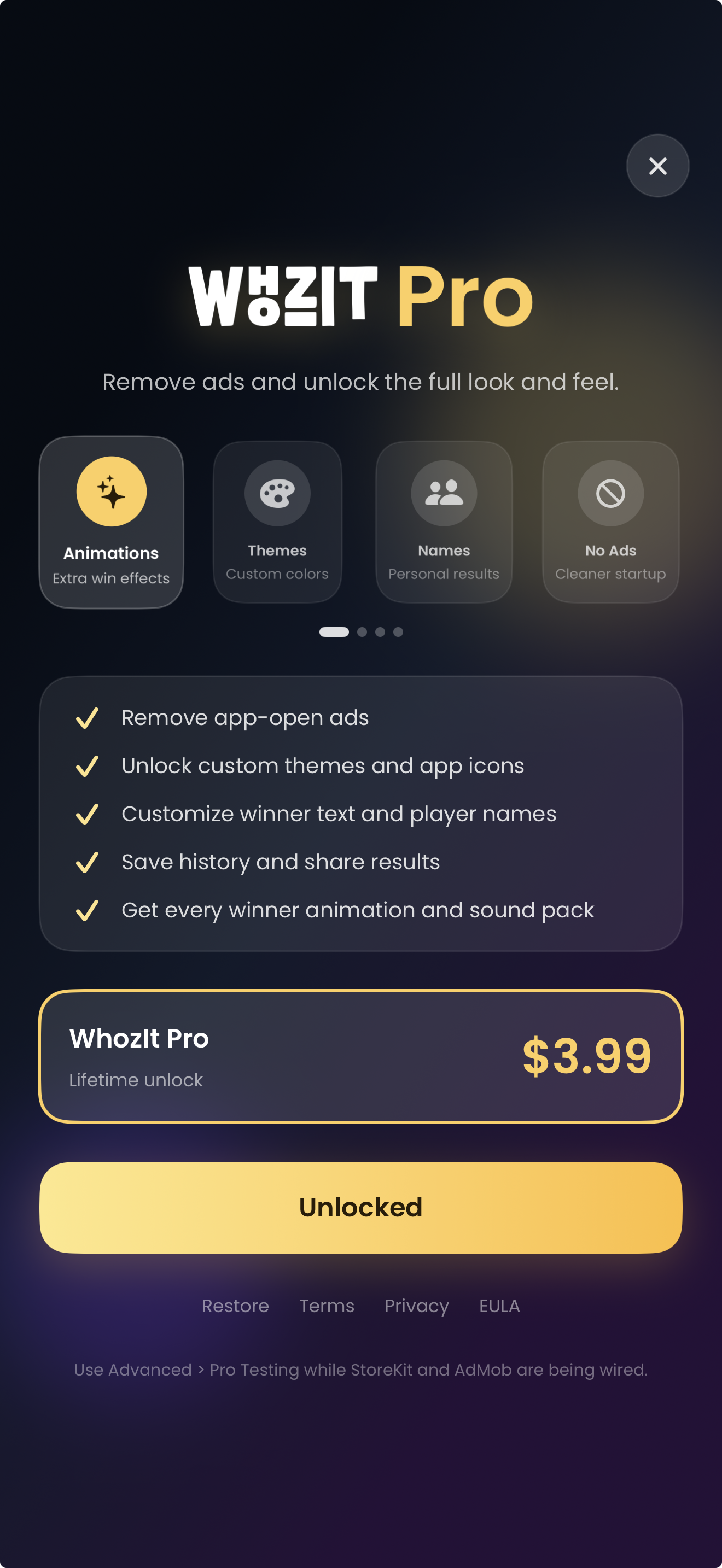 WhozIt lifetime pro access screen
